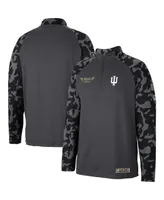 Men's Colosseum Charcoal Indiana Hoosiers Oht Military-Inspired Appreciation Long Range Raglan Quarter-Zip Jacket