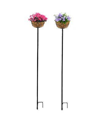 Panacea Black Planter Garden Pole Stake, Black, Coco Liner Pack of 2