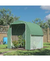 Outsunny Walk-In Tunnel Greenhouse w/ Roll-up Door, 6.5' x 6.5' x 6.5' Green