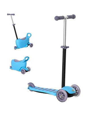 Qaba 3-in-1 Kids Scooter, Adjustable Walker Push Car w/ 3 Wheels