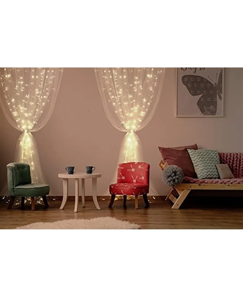 ProductWorks Indoor/Outdoor Curtain Warm White Mini Bulb String Lights