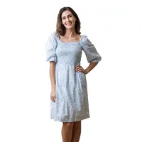 Hope & Henry Women's Smocked Bubble Sleeve Dress