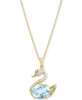 Multi-Topaz Swan 18" Pendant Necklace (4-1/4 ct. t.w.) in 14k Gold-Plated Sterling Silver