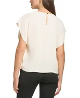 Dkny Petite Shirred Cape-Sleeve Blouse