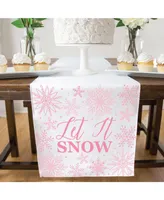 Big Dot of Happiness Pink Winter Wonderland - Holiday Snowflake Birthday Party and Baby Shower Dining Tabletop Decor - Cloth Table Runner