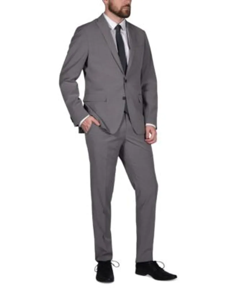 Perry Ellis Portfolio Mens Micro Grid Slim Fit Stretch Suit
