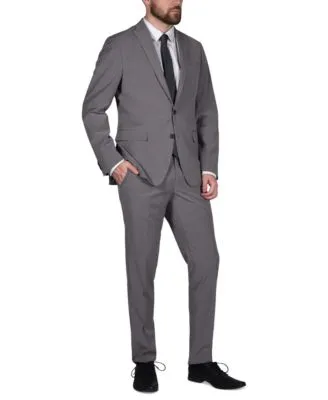 Perry Ellis Portfolio Mens Micro Grid Slim Fit Stretch Suit