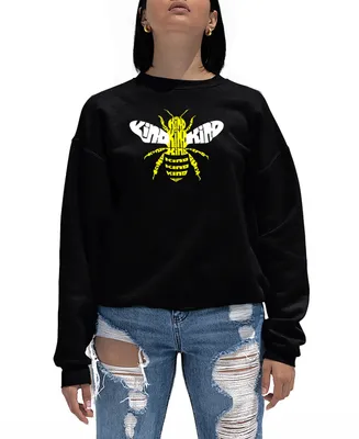 La Pop Art Women's Bee Kind Word Crewneck Sweatshirt