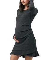 Ripe Maternity Maternity Evie Frill Hem Dress Charcoal