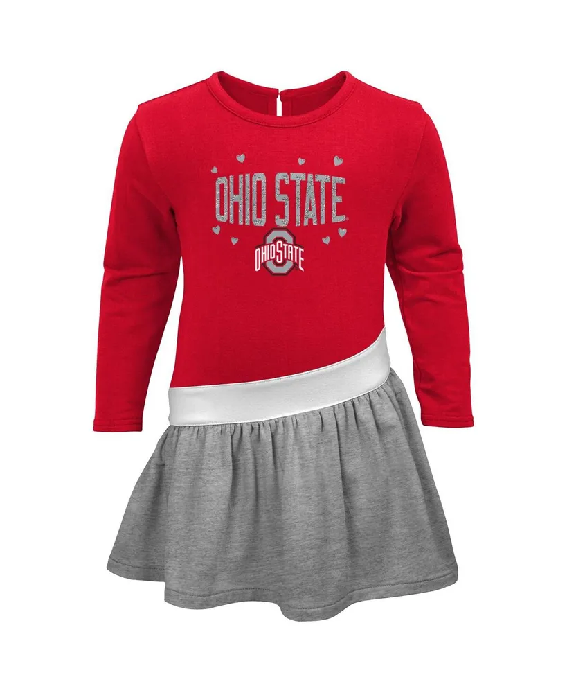 Toddler Girls Scarlet Ohio State Buckeyes Heart to French Terry Dress