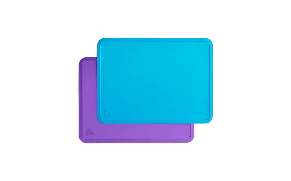 Munchkin Toddler Spotless Silicone Placemats, Bpa-Free, Blue/Purple, 2 Count