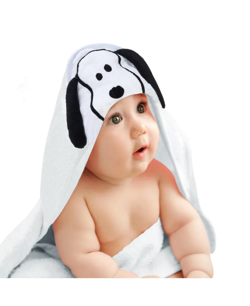 Lambs & Ivy Snoopy Baby/Infant Cotton Hooded Bath Towel - White