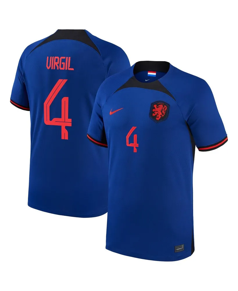 Men's Nike Virgil Van Dijk Blue Netherlands National Team 2022/23 Away Breathe Stadium Replica Player Jersey