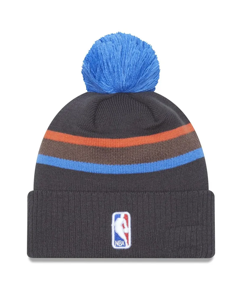 Men's New Era Gray Oklahoma City Thunder 2022/23 City Edition Official Cuffed Pom Knit Hat