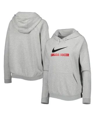Women's Nike Heather Gray Canada Soccer Lockup Varsity Fleece Raglan Pullover Hoodie