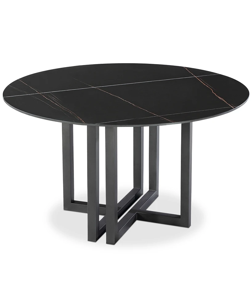 Emila 54" Round Sintered Stone Mix and Match Dining Table, Created for Macy's