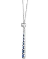 Le Vian Denim Ombre (7/8 ct. t.w.) & White Sapphire (1/6 ct. t.w.) Graduated Adjustable 20" Lariat Necklace in 14k White Gold