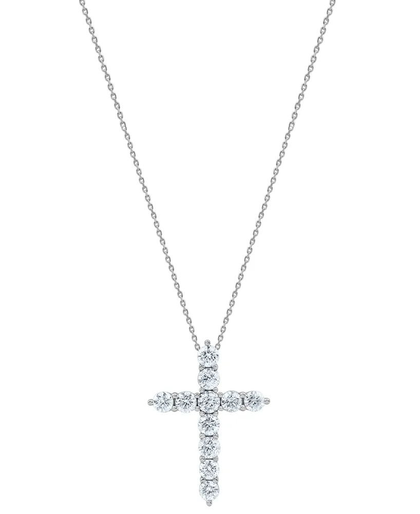 Diamond Cross 18" Pendant Necklace (3 ct. t.w.) in 14k White Gold