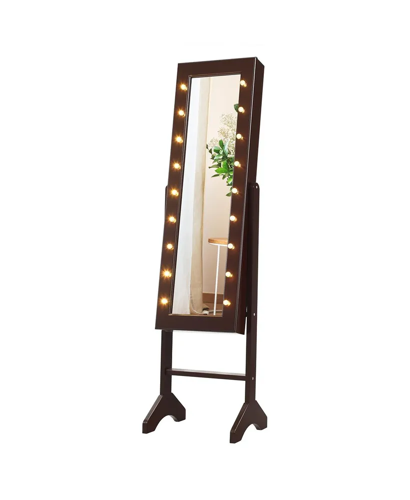 Costway 18 Led lights Mirrored Jewelry Cabinet Organizer