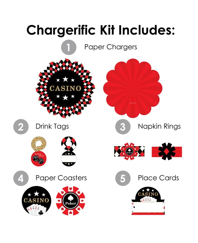 Big Dot of Happiness Las Vegas - Casino Party Paper Charger & Table Decorations Chargerific Kit for 8