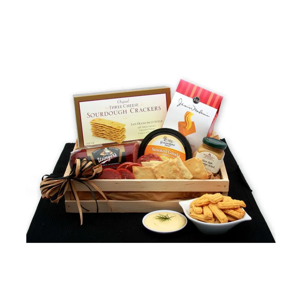 Gbds Snackers Delight Meat & Cheese Gift Crate - meat and cheese gift baskets