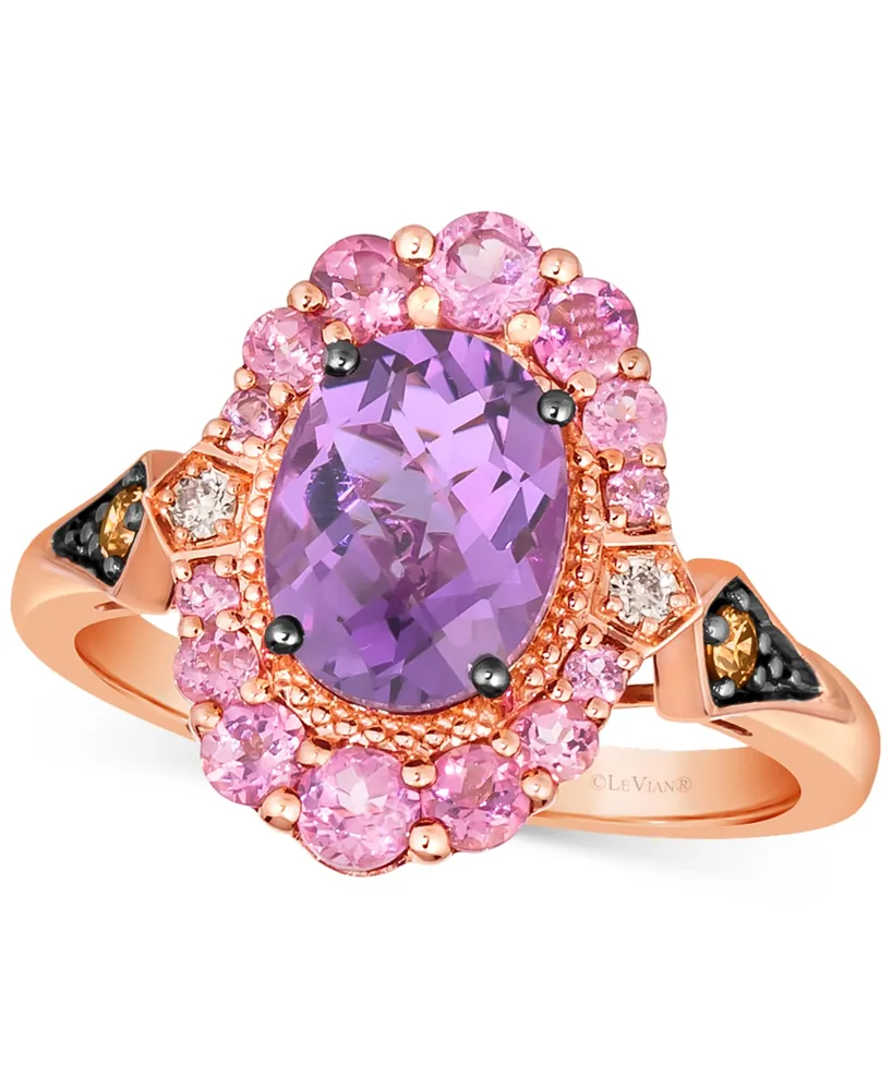 Le Vian Grape Amethyst (3/4 ct. t.w.), Passionfruit Tourmaline (5/8 ct. t.w.), Chocolate Diamond (1/10 ct. t.w.) & Nude Diamond (1/20 ct. t.w.) Statem