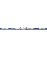 Genevive Sterling Silver Cubic Zirconia and Blue Tennis Bracelet