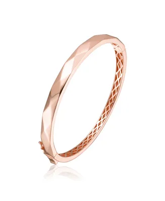 Genevive Classy Sterling Silver with Rose Gold Plating Bangle Bracelet