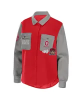 Women's Wear by Erin Andrews Scarlet Ohio State Buckeyes Button-Up Shirt Jacket