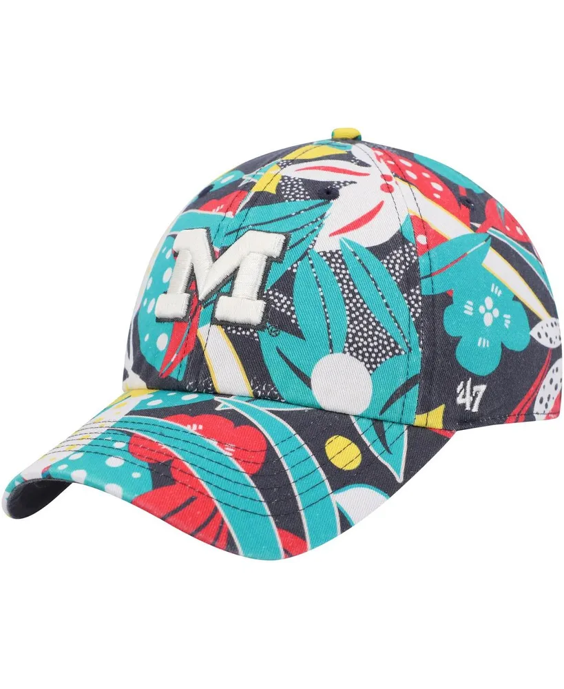 Women's '47 Brand Charcoal Michigan Wolverines Plumeria Clean Up Adjustable Hat