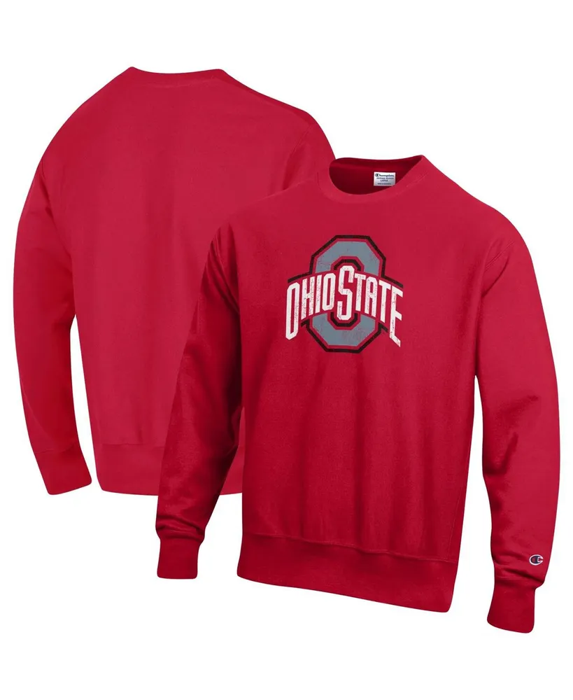 Men's Champion Scarlet Ohio State Buckeyes Vault Logo Reverse Weave Pullover Sweatshirt