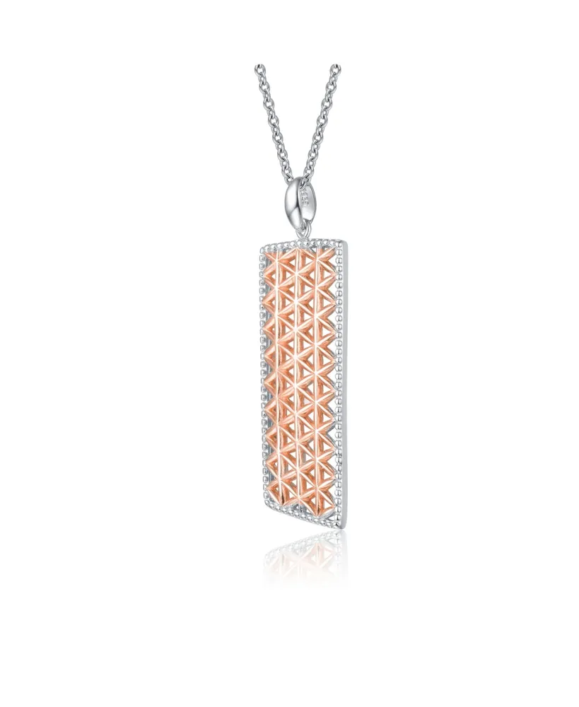 Genevive Stylish Sterling Silver Two-Tone Pendant Necklace