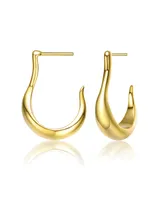 Rachel Glauber 14K Gold Plated Assymetrical Open Hoop Earrings