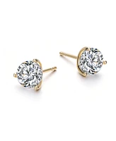 Rachel Glauber White Gold Plated 3-Prong Martini Solitaire Stud Earrings