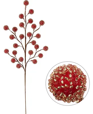 Floral Home Beaded Red Berry Spray - Vibrant Faux Fruit Accent for Christmas Decor