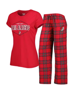 Women's Concepts Sport Red, Black Portland Trail Blazers Badge T-shirt and Pajama Pants Sleep Set