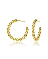 Rachel Glauber 14K Gold Plated Bead Open Hoop Earrings