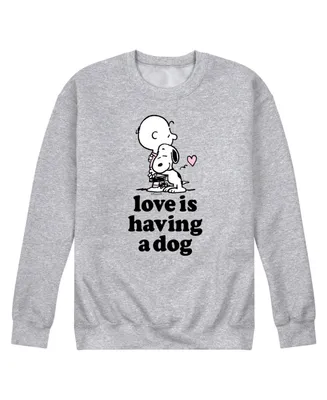 Airwaves Men's Peanuts Love is Having a Dog Fleece Sweatshirt
