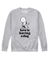 Airwaves Men's Peanuts Love is Having a Dog Fleece Sweatshirt