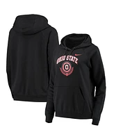 Women's Nike Black Ohio State Buckeyes Varsity Fleece Tri-Blend Raglan Pullover Hoodie