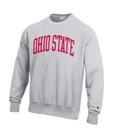 Men's Champion Heathered Gray Ohio State Buckeyes Arch Reverse Weave Pullover Sweatshirt