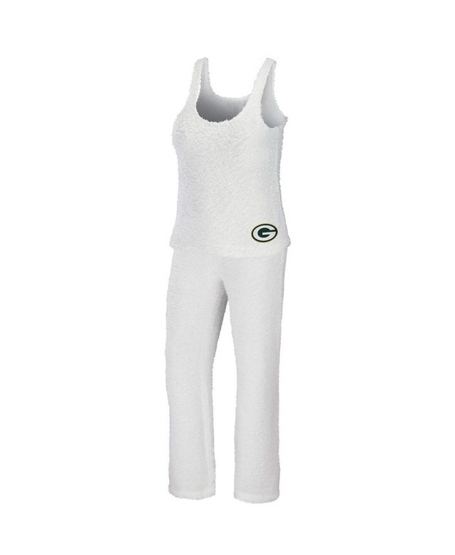 Women's Wear by Erin Andrews Cream Green Bay Packers Cozy Scoop Neck Tank Top Pants Sleep Set