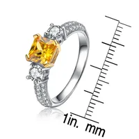 Genevive Sterling Silver Yellow Cubic Zirconia Brilliant Cut Ring