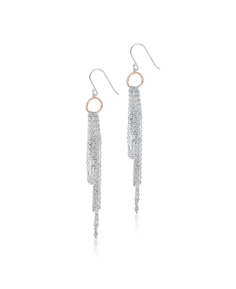 Elegant Sterling Silver Two-Tone Tassel Earrings