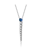 14k Yellow Gold Plated with Green & Cubic Zirconia Icicle Journey Pendant Layering Necklace in Sterling Silver