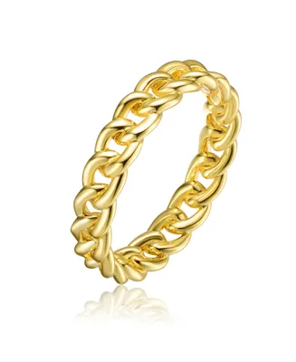 Genevive Sterling Silver 14K Gold Plated Chain Band Ring