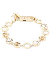 Philipp Plein Gold-Tone Ip Stainless Steel Crystal Hexagon Logo Flex Bracelet