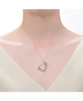 Teens Sterling Silver 14K Gold Plated Multi Colored Cubic Zirconia Heart Necklace