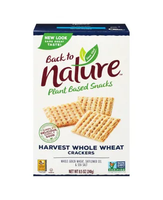 Back To Nature Harvest Whole Wheat Crackers - Whole Wheat Safflower Oil and Sea Salt - Case of 12