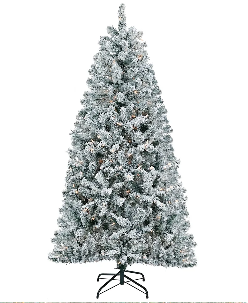 National Tree Company 6' Acacia Flocked Pre-lit Christmas Tree with 300 Clear Incandescent Lights